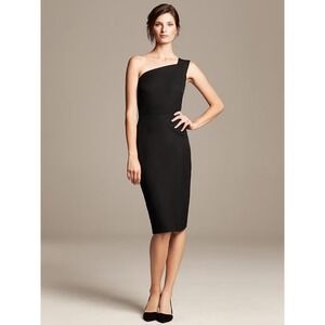 Banana Republic Roland Mouret Womens One-Shoulder Sheath Dress‎ Size 10P Black